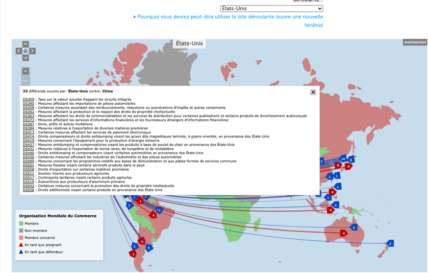 Les Etats-Unis comptent 23 procédures ouvertes contre la Chine à l'ORD.