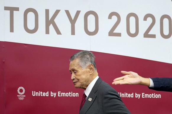 epa08477049 Tokyo 2020 organizing committee President Yoshiro Mori arrives at a press conference in Tokyo, Japan, 10 June 2020. Mori and Tokyo 2020 President Yoshiro Mori and CEO Toshiro Muto gave a p ...