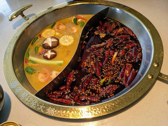 Chengdu-style mala hotpot with heavy use of Sichuan pepper
https://en.wikipedia.org/wiki/Sichuan_pepper#/media/File:Chengdu_double_hotpot.jpg