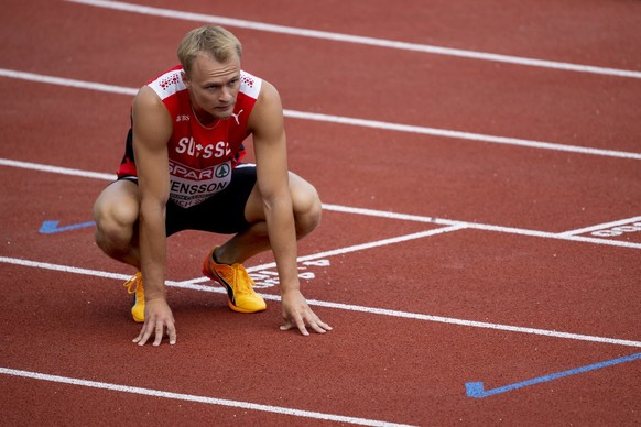 Switzerland&#039;s Felix Svensson after the Men&#039;s 200 m Round 1 competition of the 2022 European Championships Munich at the Olympiastadion in Munich, Germany, on Thursday, August 18, 2022. (KEYS ...