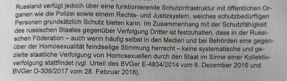Einmaliger Gebrauch: Auszug aus dem Asylentscheid.