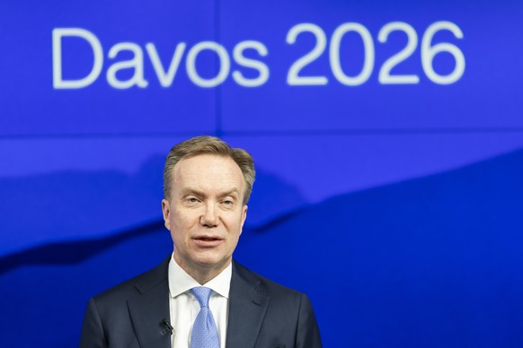 Borge Brende, President of the World Economic Forum (WEF) speaks during a remote pre-meeting press conference for the World Economic Forum Annual Meeting 2026 in Cologny, near Geneva, Switzerland, on  ...