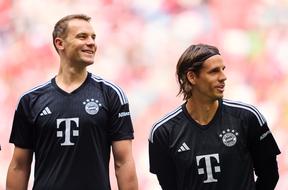 Manuel NEUER, goalkeeper FCB 1 Yann Sommer, FCB 27 goalkeeper at the Team Presentation an Legends match at FC BAYERN MÜNCHEN 1.German Football League on July 23, 2023 in Munich, Germany. Season 2023/2 ...