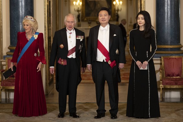 State Visit to the UK by the President of South Korea Catherine, Princess of Wales, at a State Banquet for the President and First Lady of South Korea at Buckingham Palace in London on the first day o ...