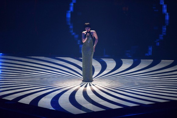 epa09947553 Monika Liu from Lithuania with the song &#039;Sentimental&#039; performs during the Grand Final of the 66th annual Eurovision Song Contest (ESC 2022) in Turin, Italy, 14 May 2022. EPA/ALES ...