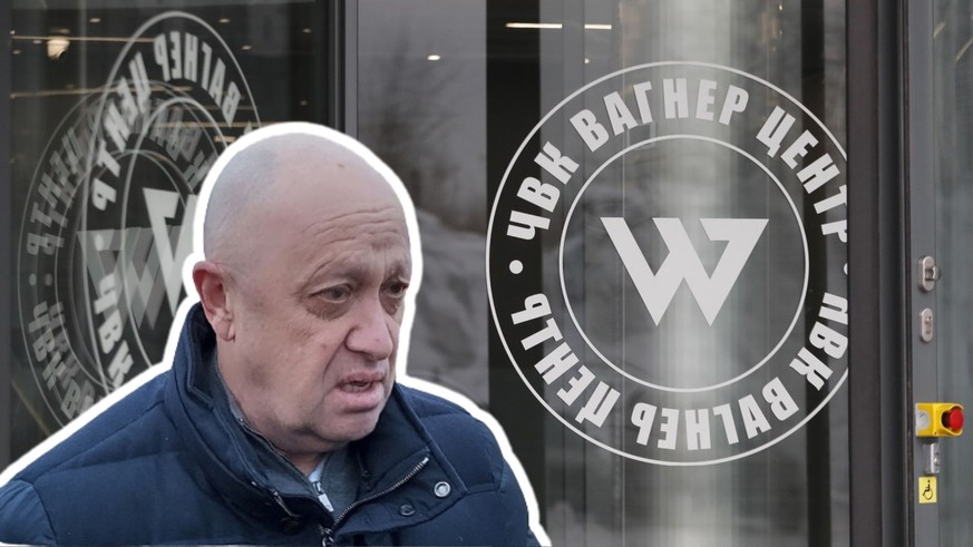 Yevgeny Prigozhin, patron du groupe Wagner à côté du siège de son gorupe à Moscou.