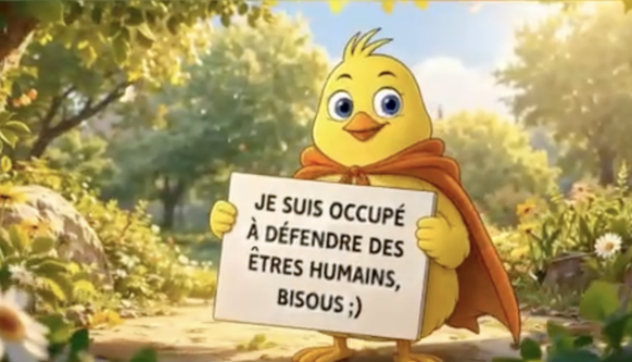 le petit canari de la Cicad qui défend les personnes discriminées, extrait du dessin animé de la Cicad