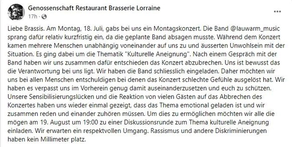 La Brasserie Lorraine sur son compte Facebook.