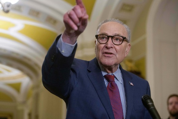 Senate Minority Leader Chuck Schumer, D-N.Y., speaks during the Senate Democrat policy luncheon news conference at the Capitol, Tuesday, Jan. 13, 2026, in Washington. (AP Photo/Rod Lamkey, Jr.)
Chuck  ...