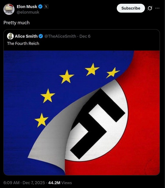 Le post en question, relayé sur X par Elon Musk.