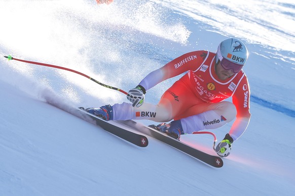 epa11797395 Alexis Monney of Switzerland in action during the Men&#039;s Super G race at the FIS Alpine Skiing World Cup stage in Bormio, Italy, 29 December 2024. EPA/SOLERO/BISI