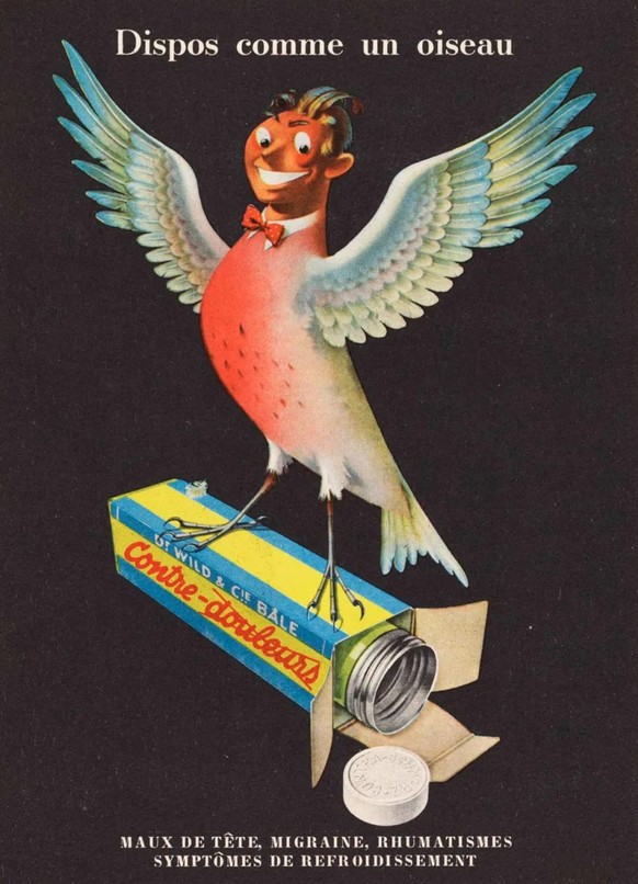 Publicité pour l’analgésique Contre-douleurs, 1944.
https://permalink.nationalmuseum.ch/100265548