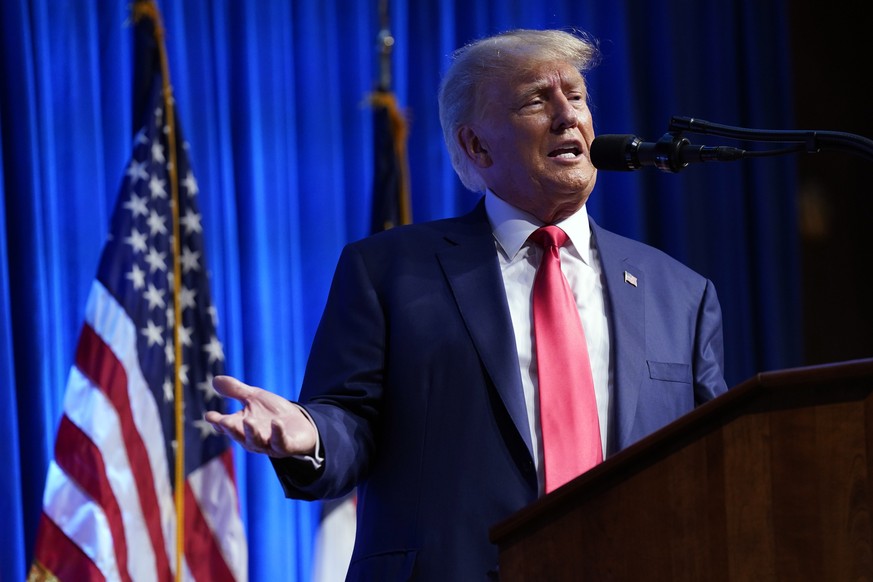 Former President Donald Trump speaks during the North Carolina Republican Party Convention in Greensboro, N.C., Saturday, June 10, 2023. (AP Photo/Chuck Burton)
Donald Trump