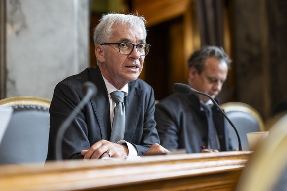 Erich Ettlin, Mitte-OW, spricht zur Kleinen Kammer an der Herbstsession der Eidgenoessischen Raete, am Mittwoch, 13. September 2023 im Staenderat in Bern. (KEYSTONE/Alessandro della Valle)