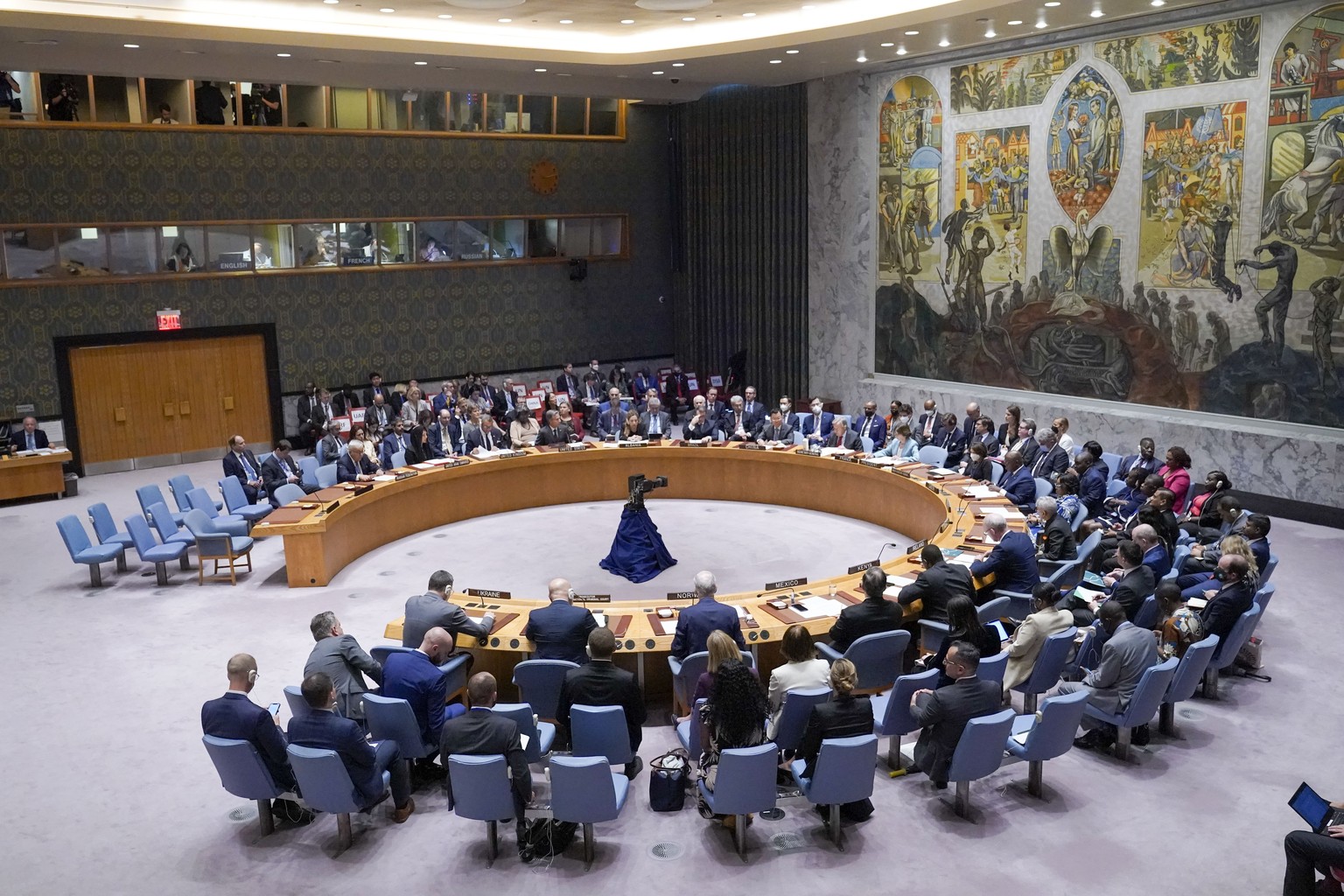 FILE - The United Nations Security Council meets on the situation in Ukraine, Thursday, Sept. 22, 2022 at United Nations headquarters. The United Nations Security Council is expected to vote Wednesday ...