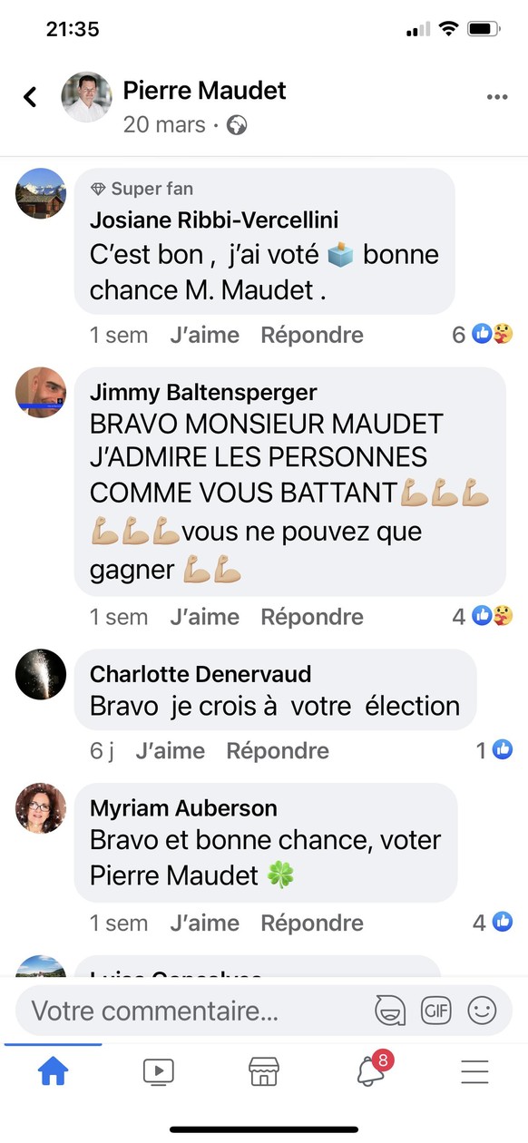 fans Maudet sur FAcebook - Maudet un battant - mars 2021