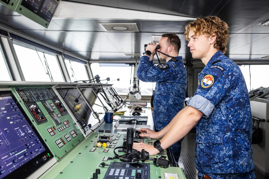 epa12746046 The naval ship HNLMS Johan de Witt is in port before departing for the Arctic in Den Helder, Netherlands, 16 February 2026. The amphibious transport ship is joining a major international e ...