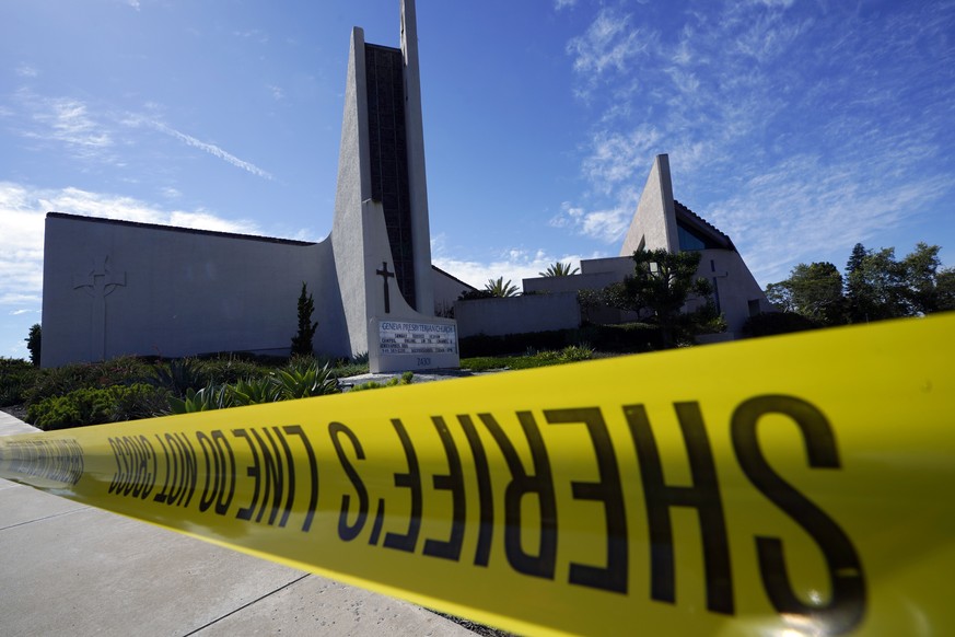 Les lieux de la fusillade, l'Eglise de Geneva, en Californie, le 15 mars 2022.