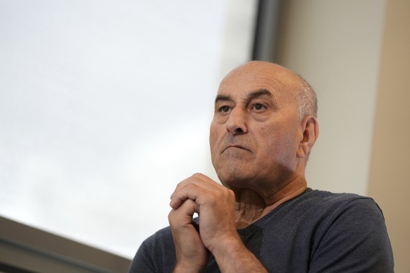 Yunice Abbas, one of the men accused in the 2016 armed robbery of Kim Kardashian, reacts during an interview with the Associated Press, Tuesday, April 22, 2025 in Paris. (AP Photo/Thibault Camus)
Fran ...