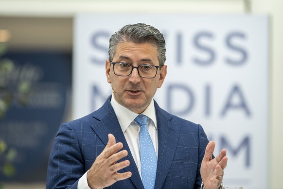 Der CEO der Post, Roberto Cirillo anlaesslich des Swiss Media Forum vom Freitag, 12. Mai 2023 auf dem Kongressschiff MS Diamant auf dem Vierwaldstaettersee in Luzern. (KEYSTONE/Urs Flueeler)