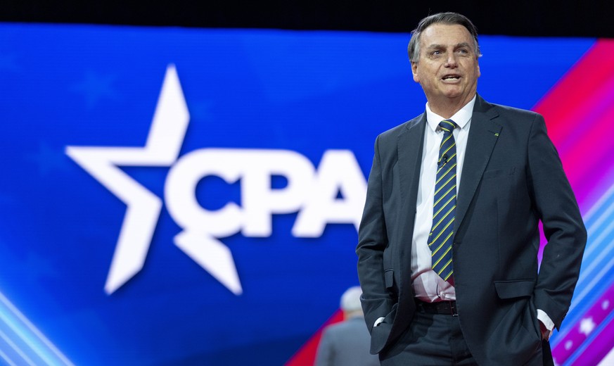 Former Brazilian President Jair Bolsonaro speaks at the Conservative Political Action Conference, CPAC 2023, Saturday, March 4, 2023, at National Harbor in Oxon Hill, Md. (AP Photo/Alex Brandon)
Jair  ...