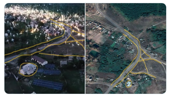 Une capture d'écran de la vidéo comparée avec Google Maps.