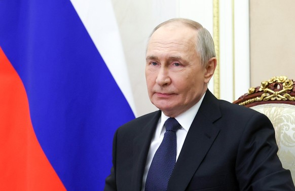 epa11994844 Russian President Vladimir Putin chairs a meeting with members of the Security Council via videoconference at the Kremlin in Moscow, Russia, 28 March 2025. EPA/VYACHESLAV PROKOFYEV/SPUTNIK ...