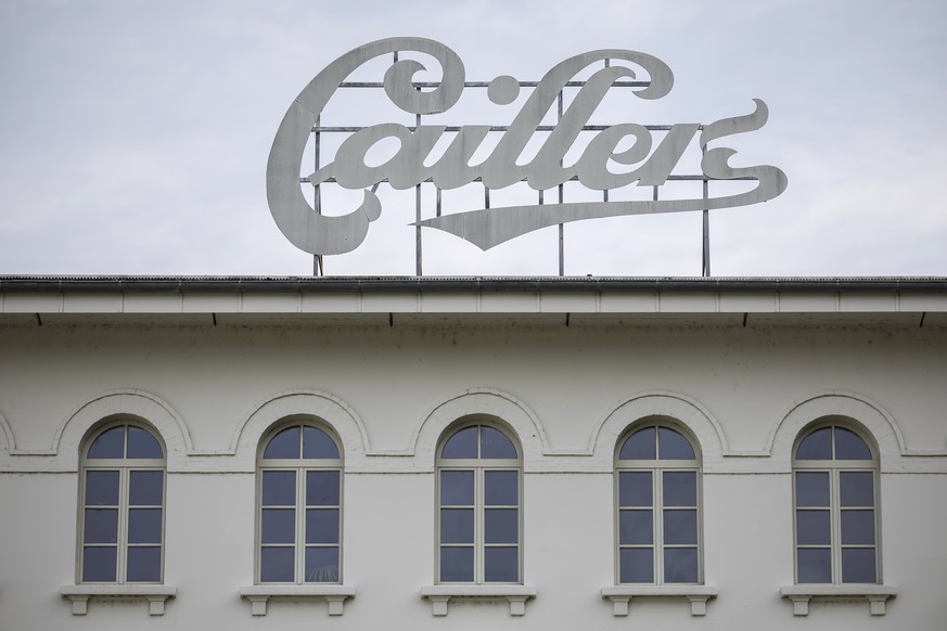 Le logo "Cailler" sur le batiment de la Maison Cailler photographie lors d'un evenement media pour la presentation de trois nouveaux produits de la marque Cailler ce mercredi 27 aout 20 ...