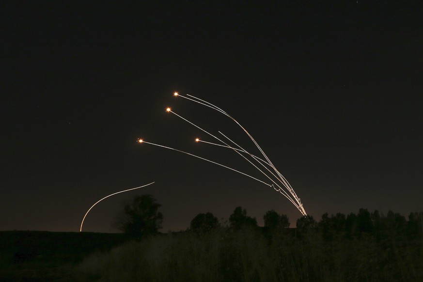 FILE - In this May 4, 2019 file photo, Israeli air defense system Iron Dome takes out rockets fired from Gaza near Sderot, Israel. The Israeli Defense Ministry said Tuesday, March 16, 2021 that the Ir ...