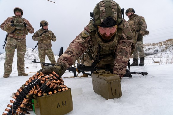 Ukrainian servicemen of special police unit take part in training at the training field in Kharkiv region, Ukraine, Friday, Feb. 13, 2026. (AP Photo/Andrii Marienko)
Russia Ukraine War