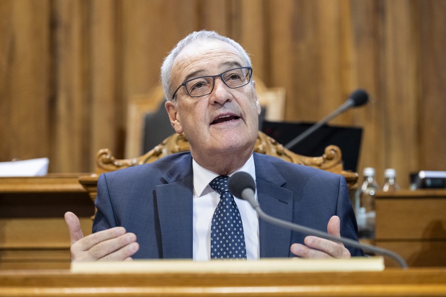 KEYPIX - Bundespraesident Guy Parmelin spricht zur Debatte um das Vertragspaket mit der EU, Bilaterale III, an der Herbstsession der Eidgenoessischen Raete, am Dienstag, 29. September 2026 im Staender ...