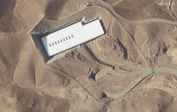 This satellite image provided by Maxar Technologies shows the Fordo enrichment facility in Iran on Jan. 24, 2025. (Maxar Technologies via AP)
Iran Nuclear Sites