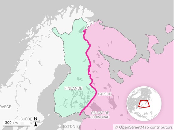 La Finlande partage une longue frontière terrestre de plus de 1300 kilomètres avec la Russie.