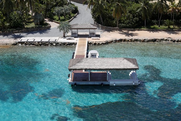 A dock at Little St. James Island, one of the properties of financier Jeffrey Epstein, is seen in an aerial view, near Charlotte Amalie, St. Thomas, U.S. Virgin Islands July 21, 2019. REUTERS/Marco Be ...