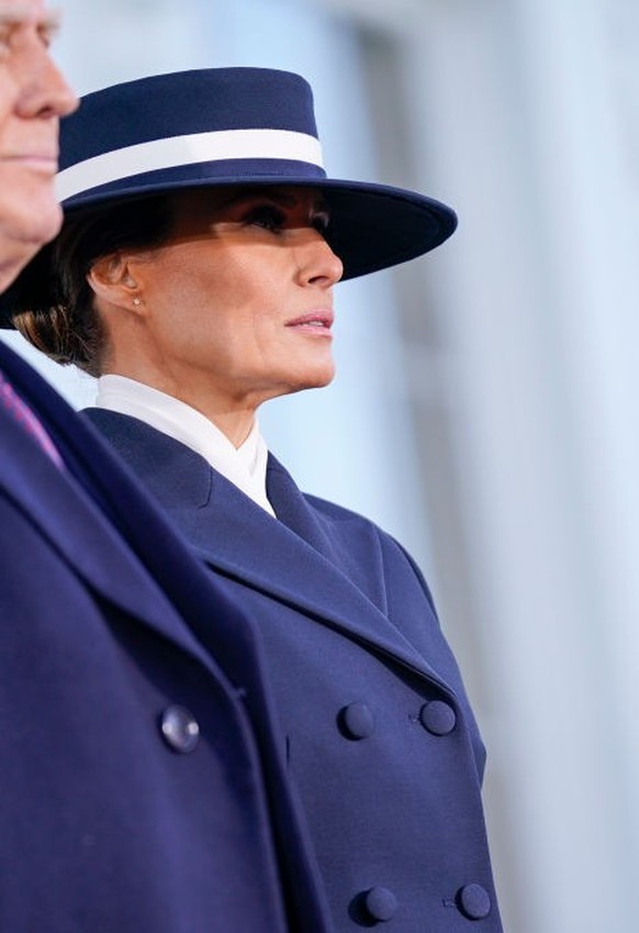 Washington , DC - January 20: Melania Trump, right, poses for photos with President-elect Donald Trump at the White House ahead of the 60th inaugural ceremonies on January 20, 2025, in Washington, DC. ...
