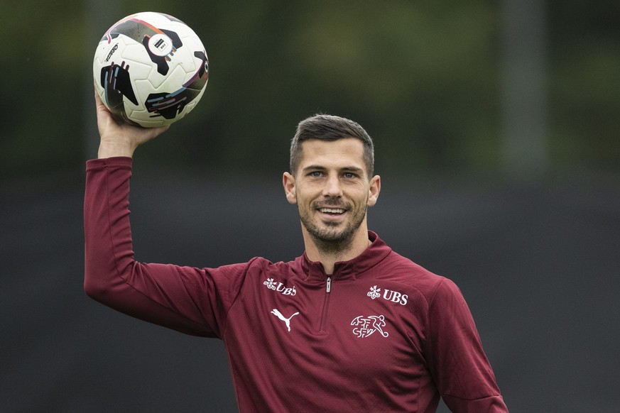 Remo Freuler im Abschlusstraining der Schweizer Fussball Nationalmannschaft vor dem kommenden WM Qualifikationsspiel gegen Schweden, am Donnerstag, 9. Oktober 2025, in St. Gallen. (KEYSTONE/Gian Ehren ...