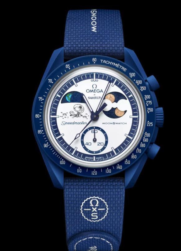La nouvelle montre MoonSwatch Mission to Earthphase - Moonshine Gold.