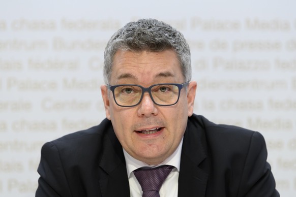 Marc Siegenthaler, Stv. Generalsekretaer, Chef Ressourcen VBS, spricht waehrend das Fachgespraech zu den Kosten der Beschaffung des F-35A als neues Kampfflugzeug, am Freitag, 26. November 2021, in Ber ...