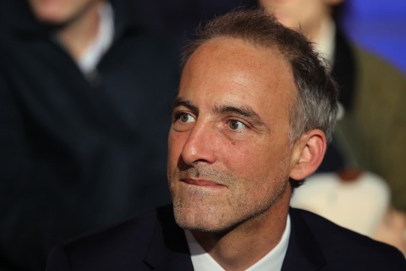 epa12523846 Co-president of French center-left party Place publique (PP) Raphael Glucksmann attends a ceremony marking a decade since the November 2015 Paris attacks at the 'Jardin du 13 novembre ...
