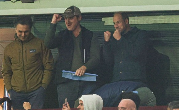 BIRMINGHAM, ENGLAND - OCTOBER 02: HRH William, Prince of Wales, celebrates Aston Villa&#039;s victory on the final whistle during the UEFA Champions League 2024/25 League Phase MD2 match between 	Asto ...