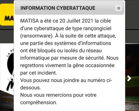 Matisa a mis sur pied un numéro de téléphone d'urgence que les clients peuvent appeler.