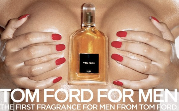 On vous laisse trouver le lien entre un parfum pour hommes et une poitrine de femme.