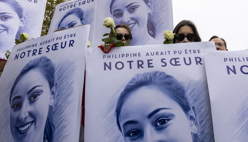 epa11632648 Protesters demonstrate in support of Philippine, a student allegedly killed by a Moroccan migrant, in Paris, France, 29 September 2024. Hundreds of people gathered for the demo after the b ...
