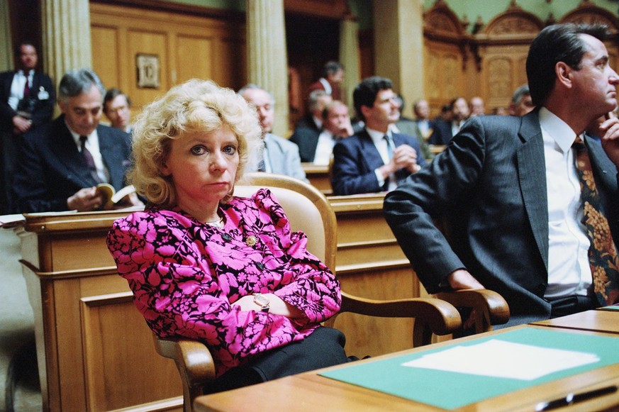 Echec après une campagne de dénigrement : Christiane Brunner le 10 mars 1993 au Palais fédéral, après qu&#039;elle n&#039;a pas été élue au Conseil fédéral.