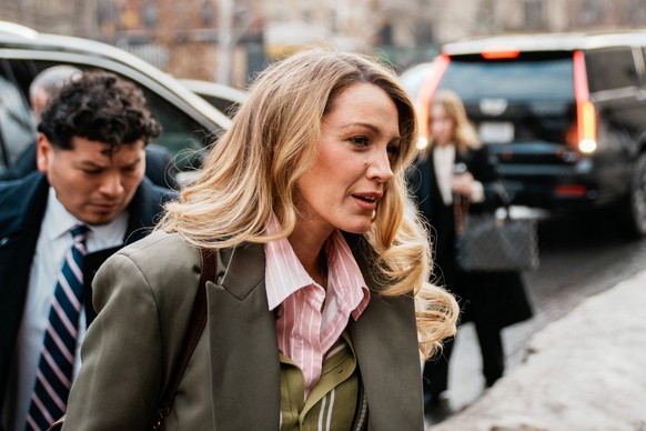 Actor Blake Lively arrives for 'settlement conference' at the United States District Court in New York City, U.S., February 11, 2026. REUTERS/Eduardo Munoz