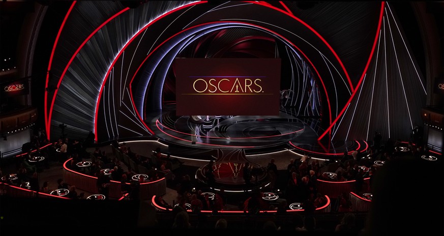 The stage at the Oscars on Sunday, March 27, 2022, at the Dolby Theatre in Los Angeles. (AP Photo/Chris Pizzello)