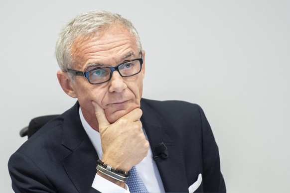 Urs Rohner, president of the board, speaks during a press conference of the Observation of Iqbal Khan in Zurich, Switzerland, Tuesday, October 1, 2019. (KEYSTONE/Ennio Leanza)