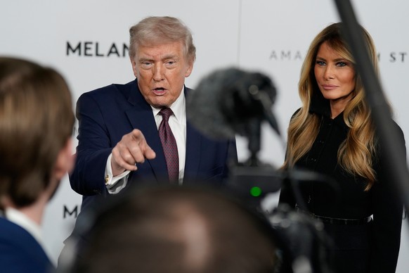 President Donald Trump and first lady Melania Trump arrives for the premiere "Melania" at The John F. Kennedy Memorial Center For The Performing Arts, Thursday, Jan. 29, 2026, in Washington. ...