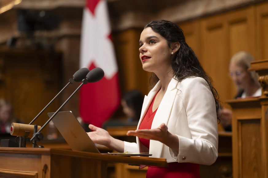 Nationalraetin Estelle Revaz, SP-GE, spricht waehrend der Sommersession der Eidgenoessischen Raete, am Mittwoch, 17. Juni 2026 im Nationalrat in Bern. (KEYSTONE/Anthony Anex)