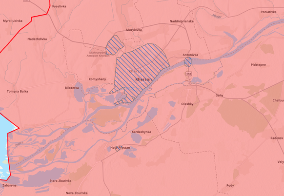 La ville de Kherson est située sur la rive occidentale du Dniepr.